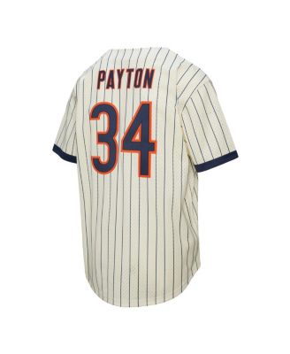 Men's Walter Payton Cream Chicago Bears Name Number Mesh Button-Up Baseball Jersey