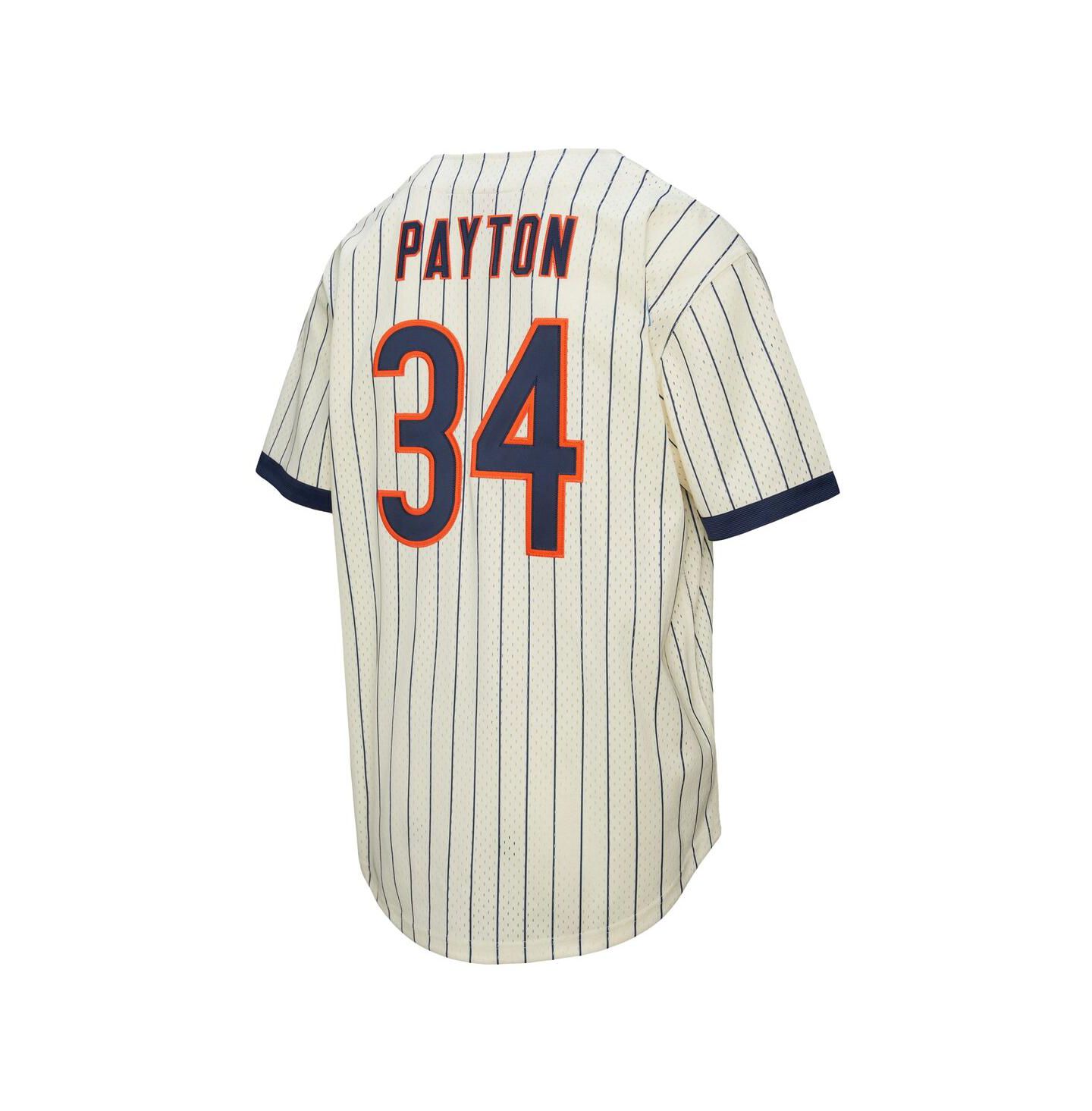 Мужской топ Mitchell & Ness Walter Payton Cream Chicago Bears Name & Number Mesh Button-Up Baseball Jersey — фото 2