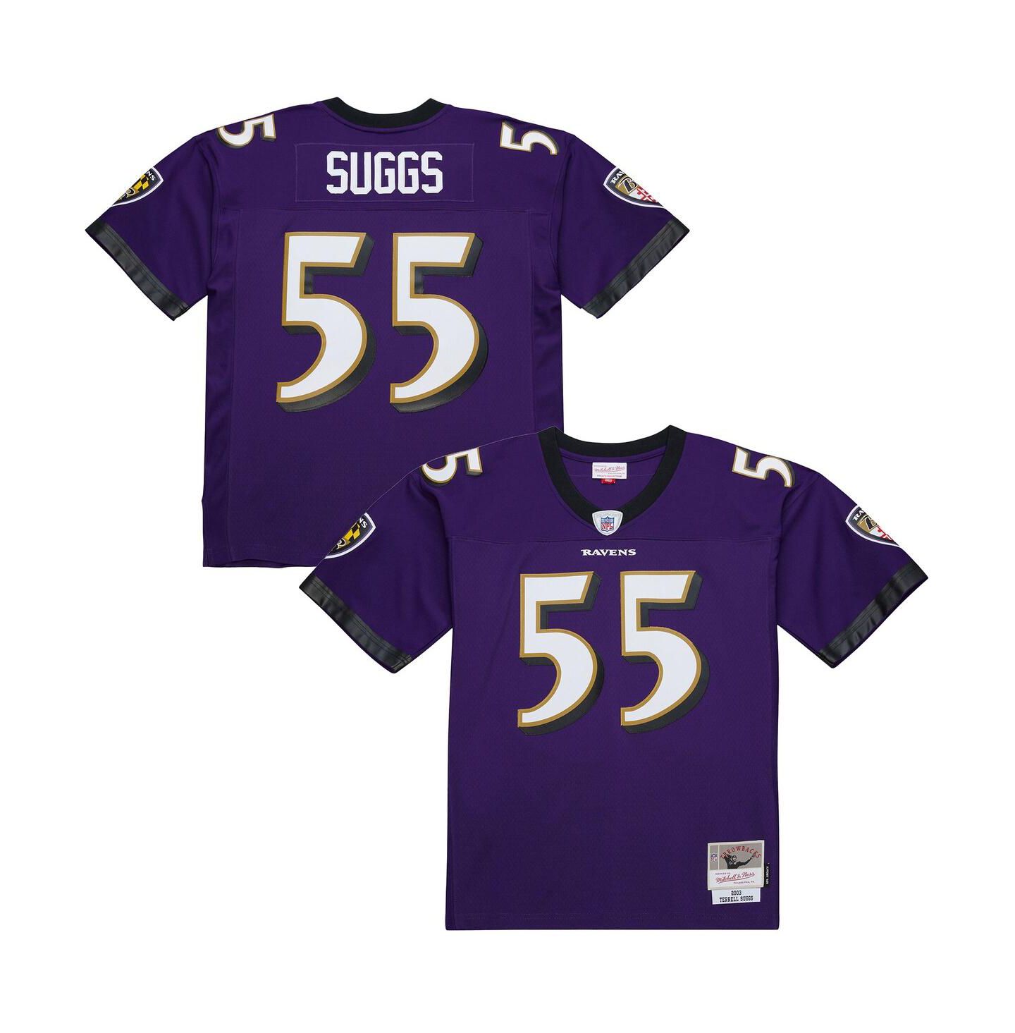 Мужской топ Mitchell & Ness Terrell Suggs Purple Baltimore Ravens 2003 Legacy Replica Jersey — фото 1