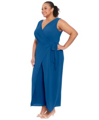 Plus Size Sleeveless Sarong-Tie Jumpsuit