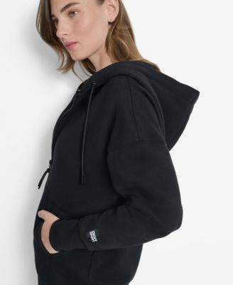 Women's Woven Patch Oversized Full Zip Jacket Hoodie
