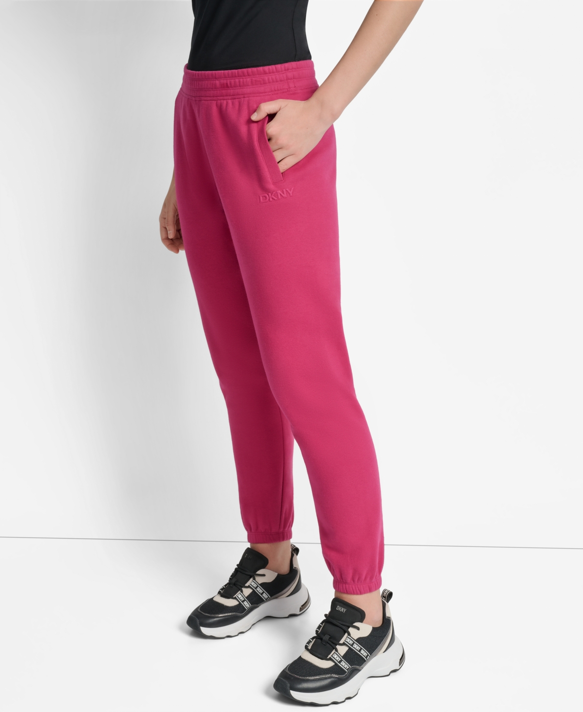 Dkny Logo High Waist Relaxed Joggers In Pink