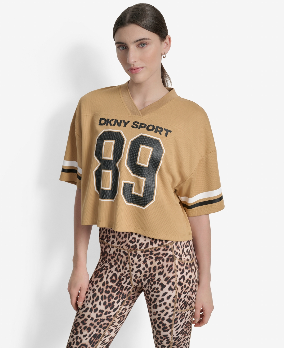 Dkny Women's Cropped Mesh Varsity Jersey In Brown