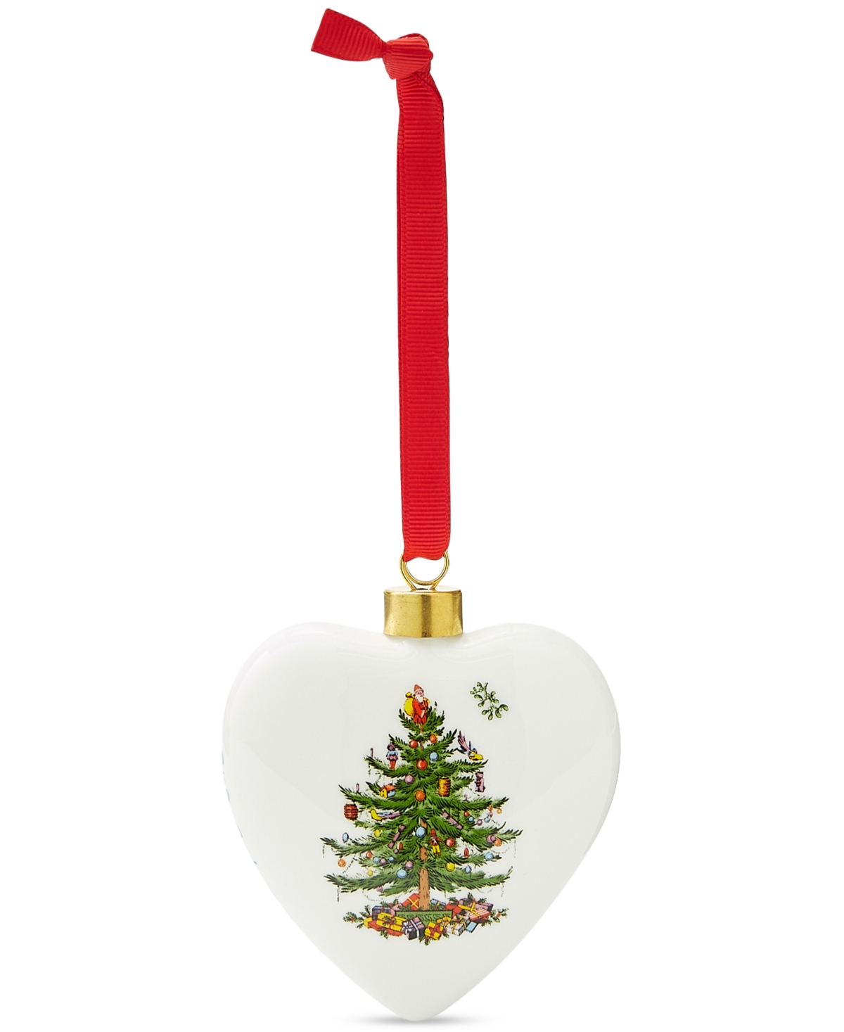 Spode Christmas Tree Puffed Heart Ornament In Multi