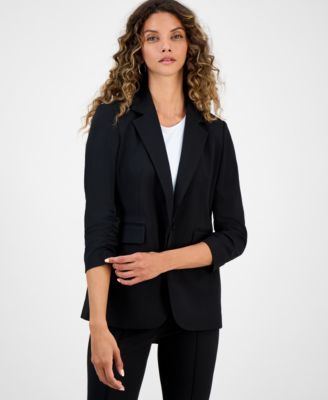 Women's One-Button Scrunched-Sleeve Jacket & High-Rise Flared-Leg Pants, Macy's Exclusive