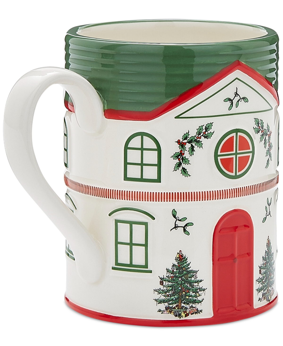 Spode Christmas Tree Village Mug, Green