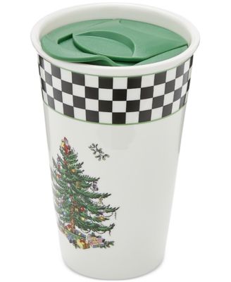 Christmas Tree Black & White Travel Mug