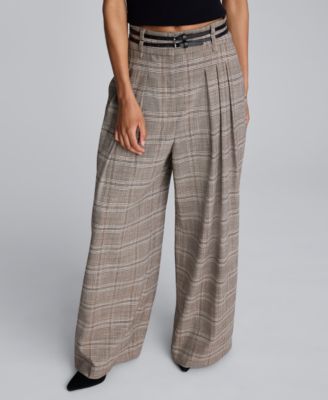 Women's Plaid High-rise Pants
