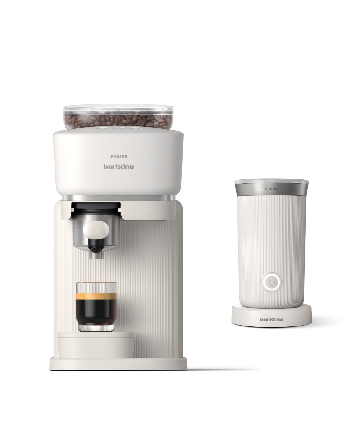 Philips Baristina Automatic Espresso Machine And Milk Frother Bundle In White