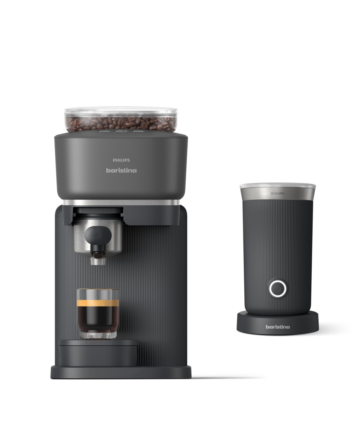 Philips Baristina Automatic Espresso Machine And Milk Frother Bundle In Black