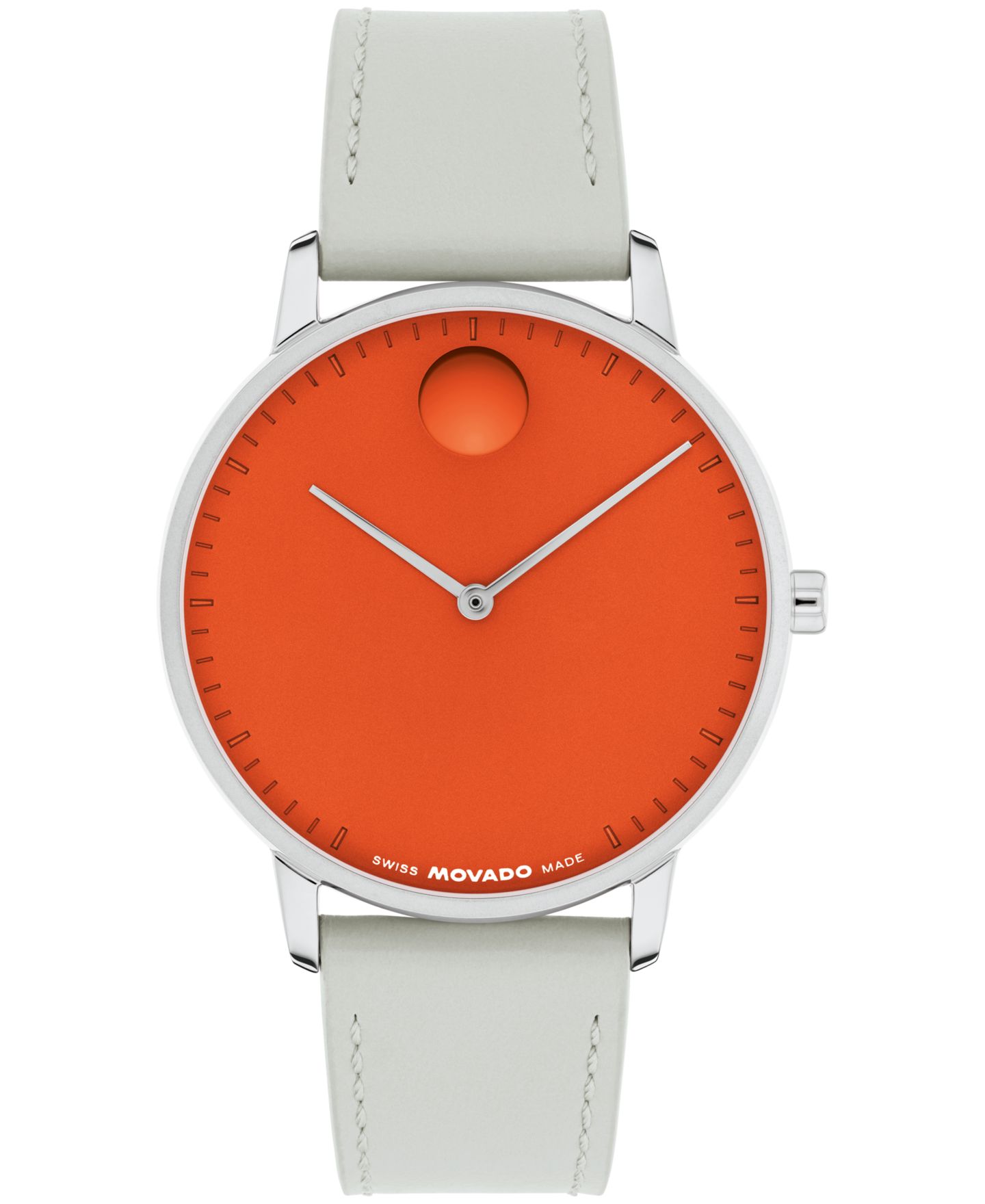 Часы Movado Unisex Face Swiss Quartz Grey Leather, 39mm — фото 1