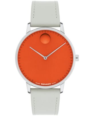 マオ Movado Unisex Face Swiss Quartz Grey Leather Watch, 39mm - Macy's