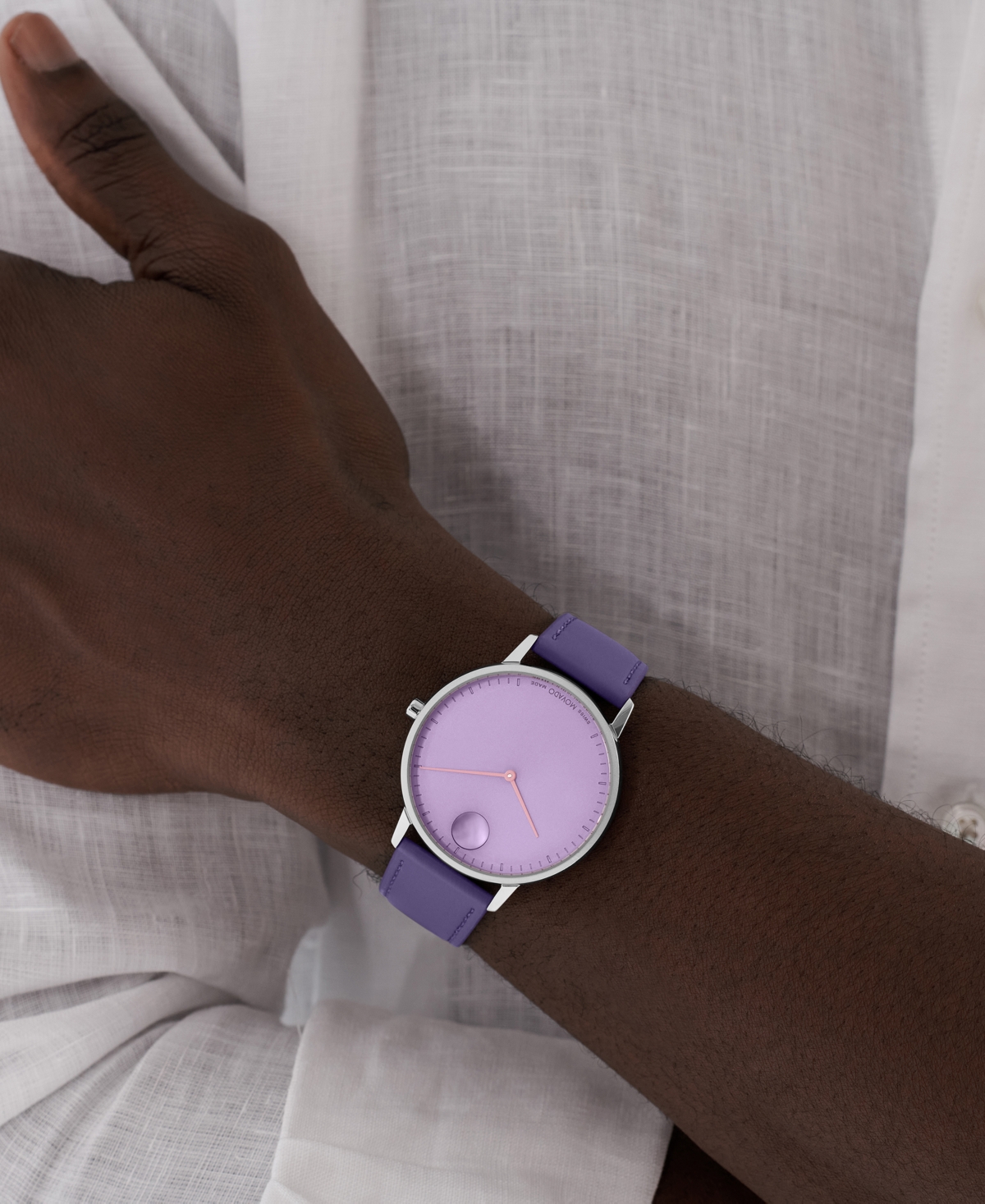 Movado Unisex Face Swiss Quartz Plum Leather Watch, 41mm In Purple