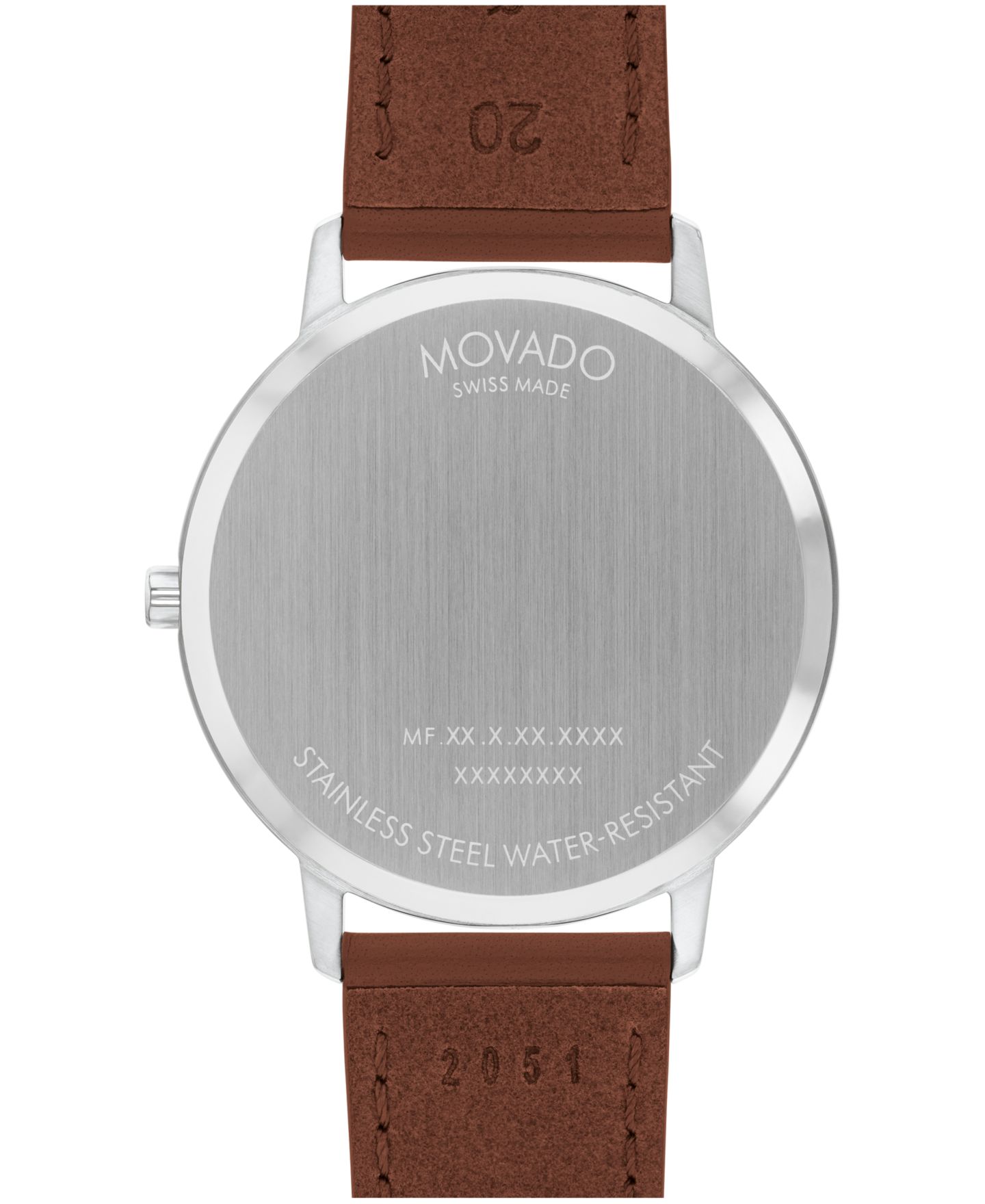 Часы Movado Unisex Face Swiss Quartz Cognac Leather Watch, 41mm — фото 2