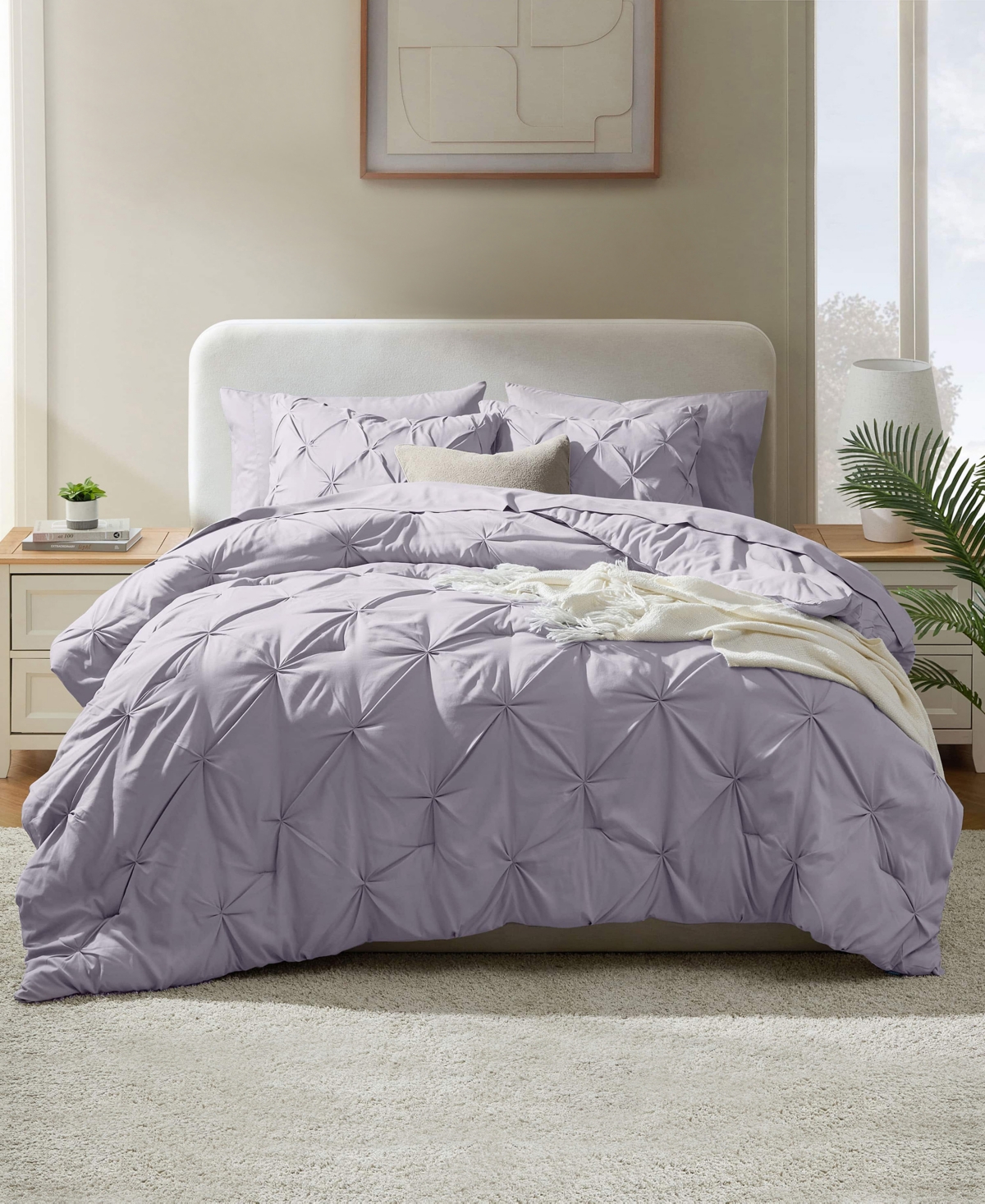 Nestl Luxury Soft Pinch Pleat 7-pc. Comforter Set, Queen In Purple