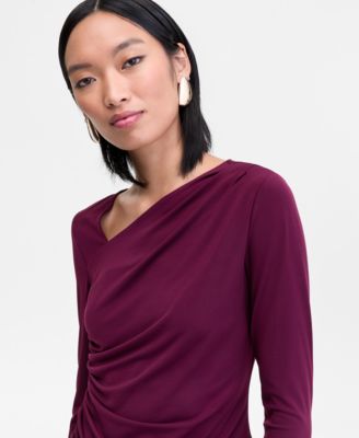 Women's Asymmetrical-Neck Long-Sleeve Top, Macy's Exclusive