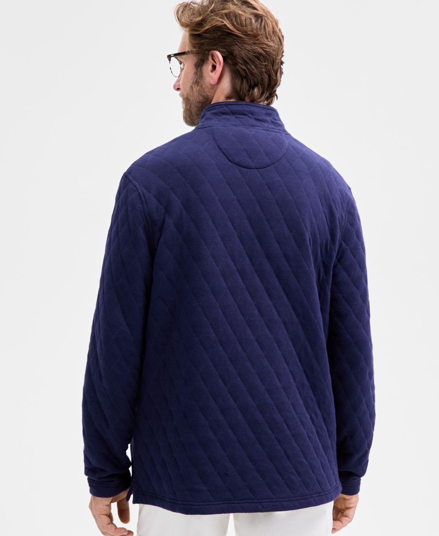 Мужской свитер Club Room Quilted Snap Mock Neck, цвет: Тёмно-синий — фото 3