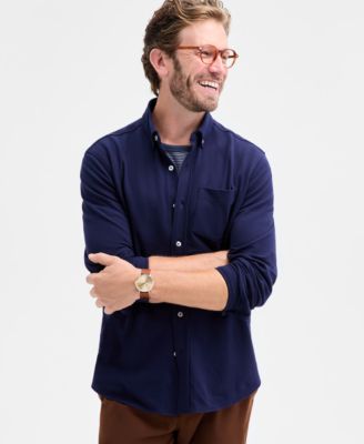 Men's Knit Button-Up Long-Sleeve Shirt, Macy's Exclusive