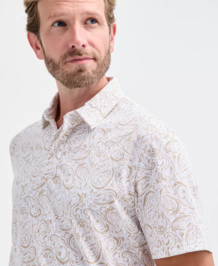 Men's Short Sleeve Paisley Pima Cotton Polo Shirt - thumbnail 6