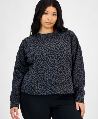 ID Ideology - Plus Size Animal-Print Crewneck Sweatshirt