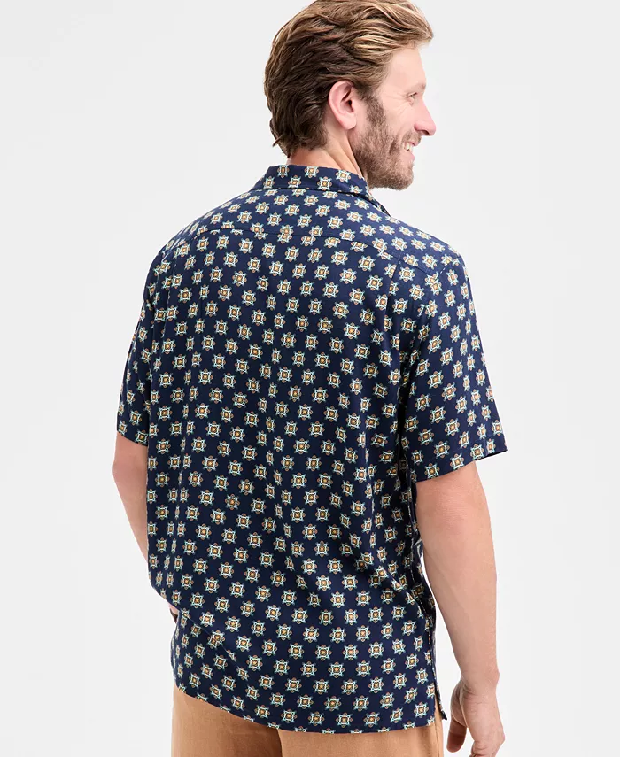 Men's Medallion-Print Camp Collar Short-Sleeve Shirt - thumbnail 3
