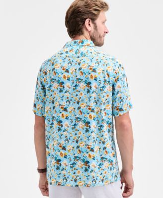 Men's Burma Short Sleeve Floral Print Button-Front Camp Shirt, Macy's Exclusive