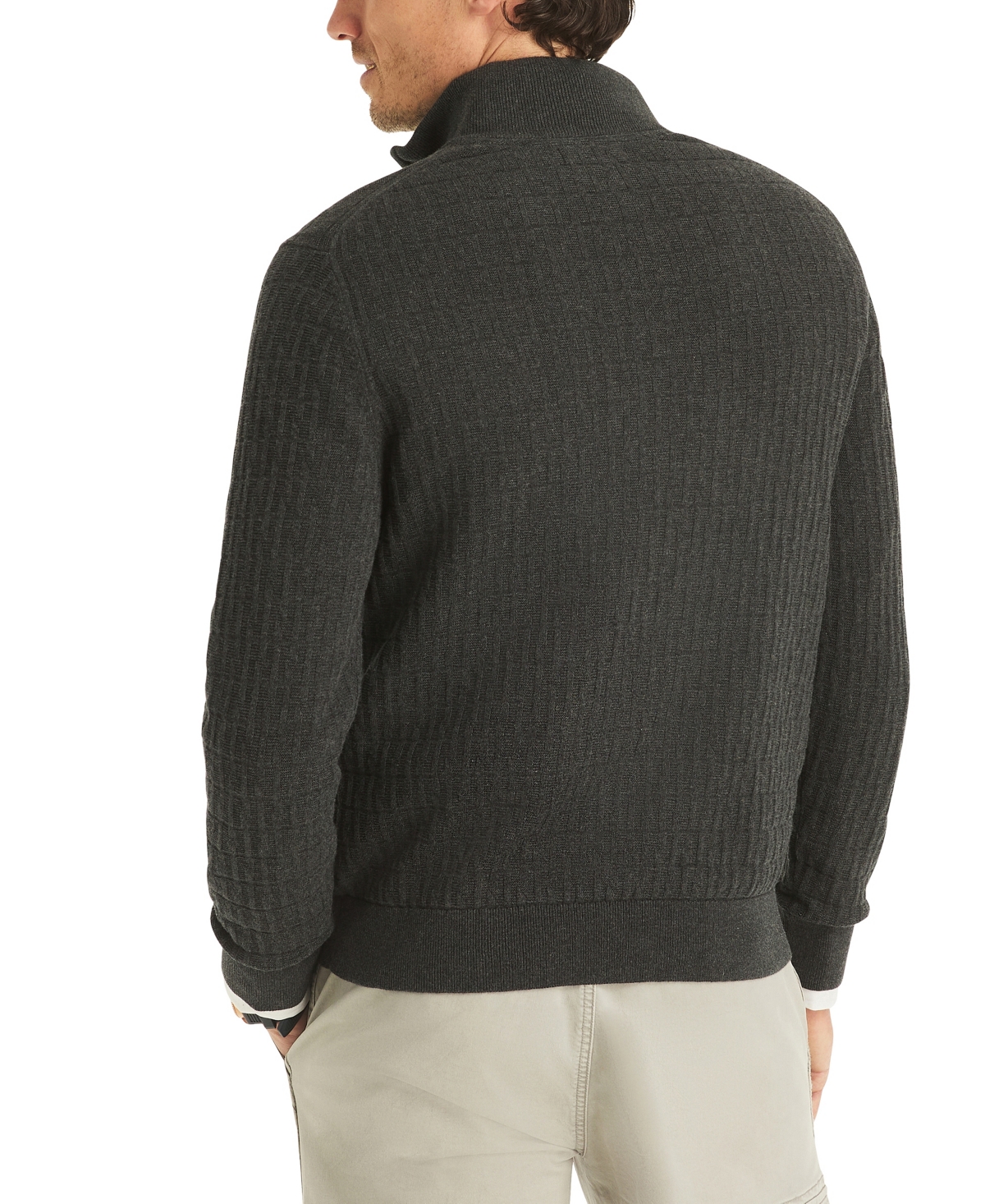 Nautica Men's Classic Fit Quarter Zip Sweater In Gray