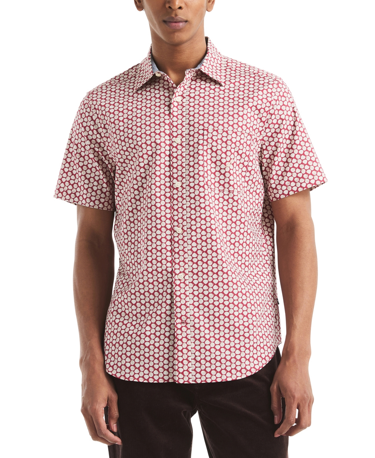 Nautica Mens Printed Short-sleeve Shirt In Pink
