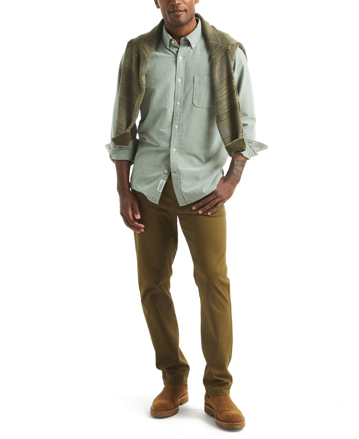 Nautica Mens Oxford Shirt In Gray