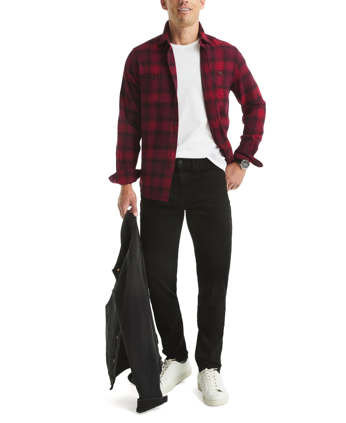 Nautica Men's Plaid Long Sleeve Shirt In Red
