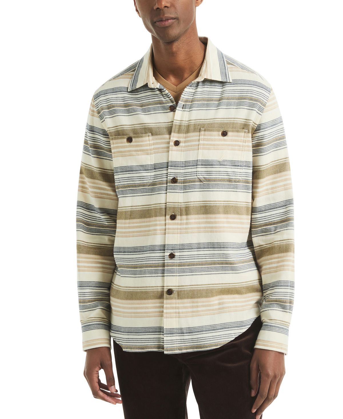 Мужская рубашка в полоску с длинным рукавом