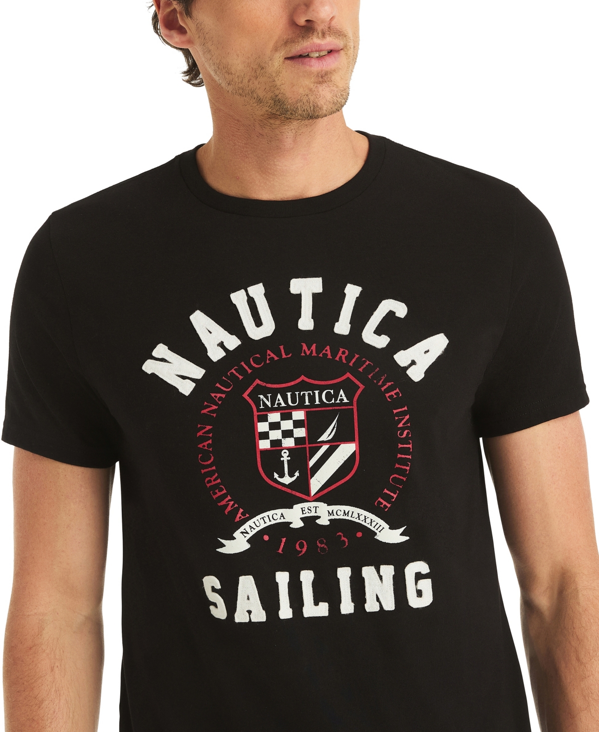 Nautica Mens Big & Tall Sailing Graphic T-shirt In Black