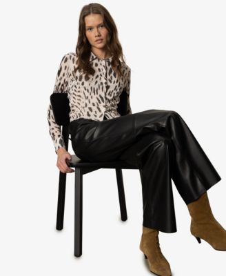 Women's Fitted Mesh Button Down Top