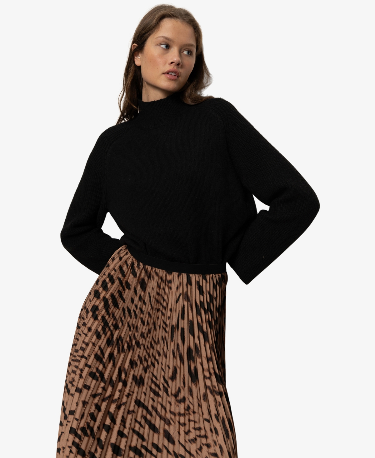 Sanctuary Nostalgia Abstract Leopard Print Pleated Skirt In Multi
