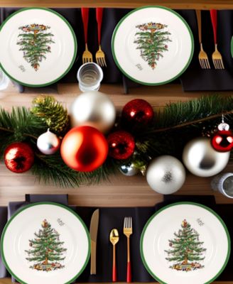 Christmas Tree Dinner Plates, Set of 4