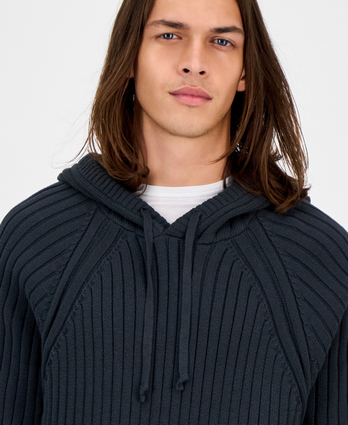 Sun + Stone Men's Ribbed Hooded Sweater, Created for Macy's