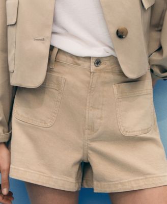 Women's High-Waisted Pockets Denim Shorts