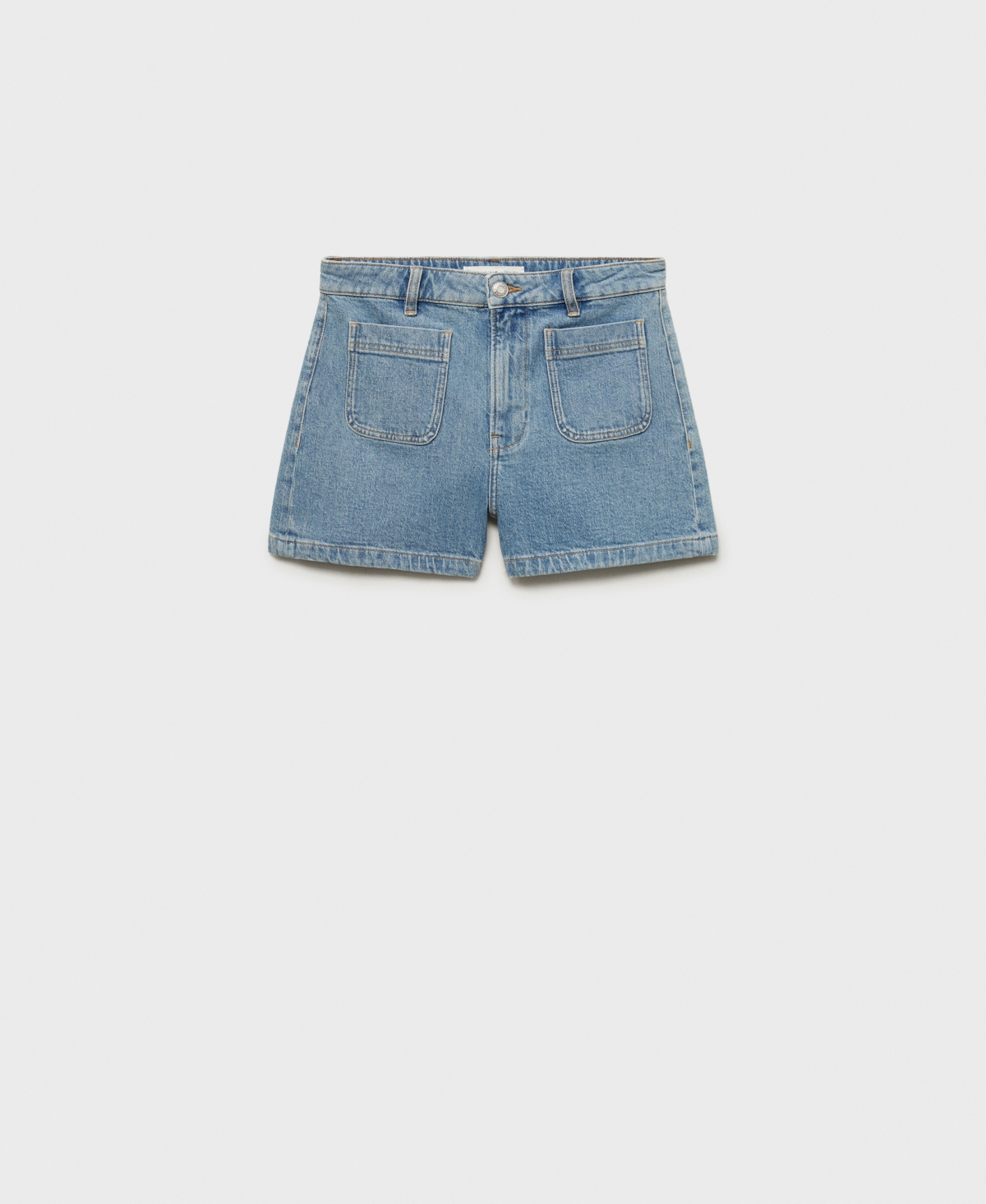 Mango Patch Pocket Denim Shorts In Blue