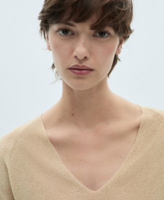 Women's V-Neck Lurex Sweater