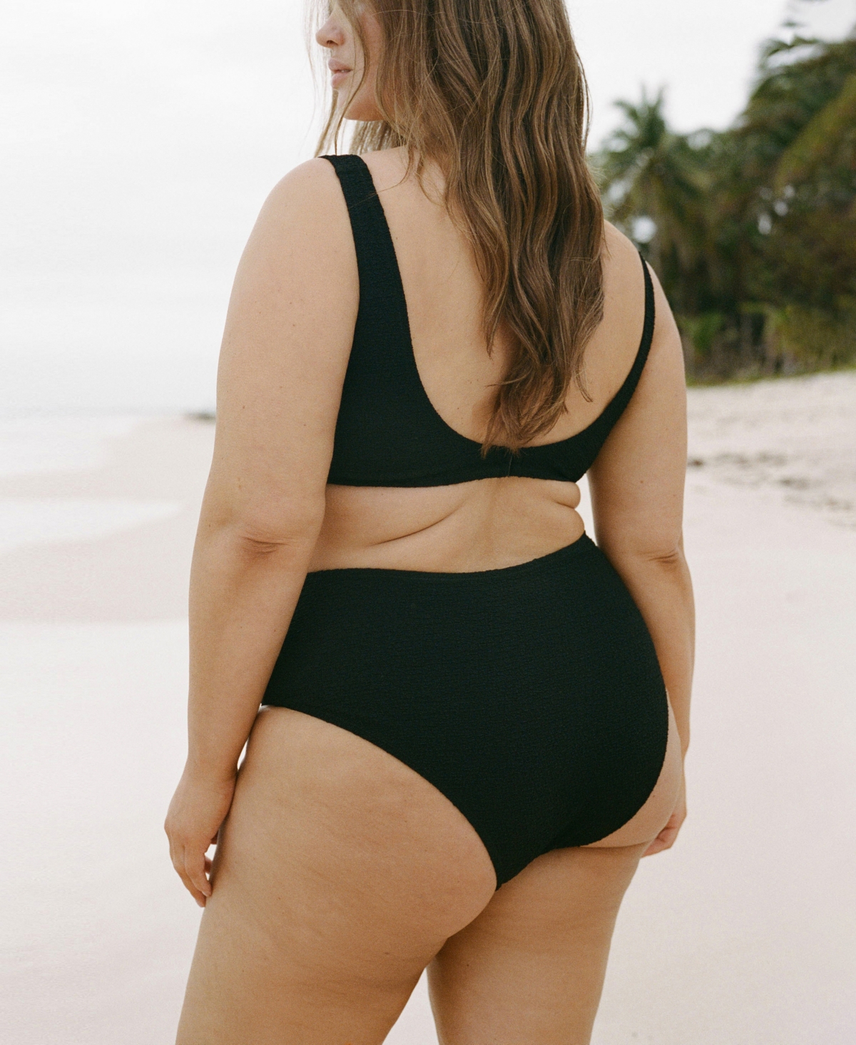 Mango Textured Bikini Bottoms In Black