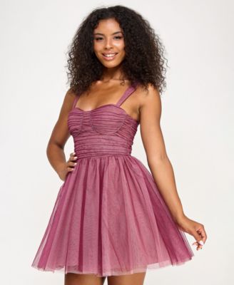 Juniors' Sweetheart Neck Short Dress