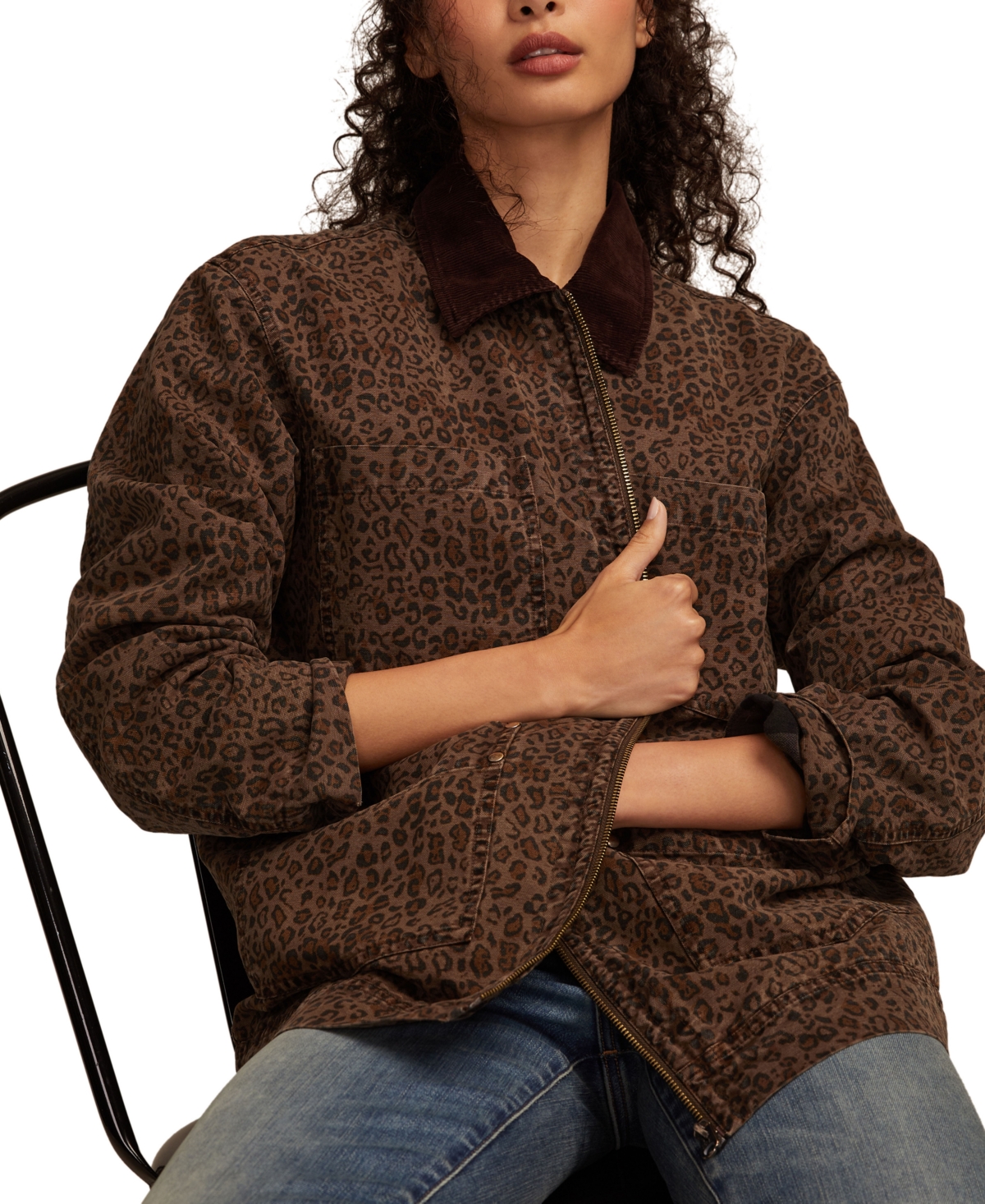 Lucky Brand Women'sâ Washed Oversized Chore Jacket In Brown