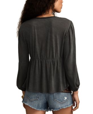 Women's Embroidered Yoke Square Neck Top