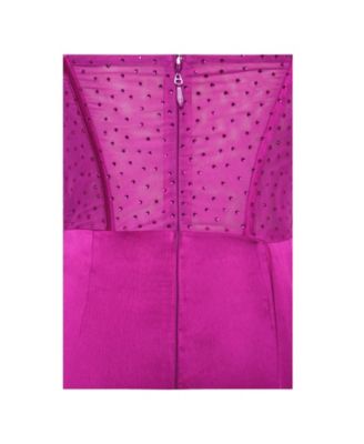 Women Holly Fuchsia Crystallized Corset High Slit Satin Gown