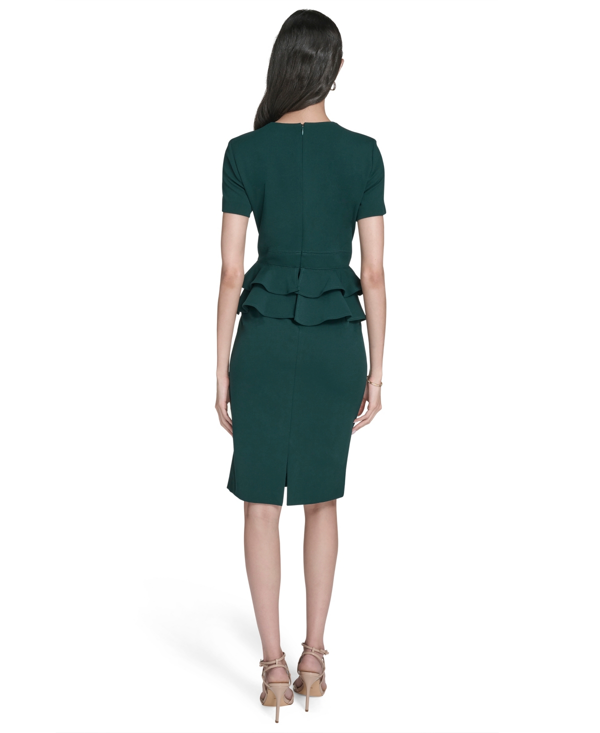 Calvin Klein Women's Short Sleeve Peplum Sheath Dress In Green