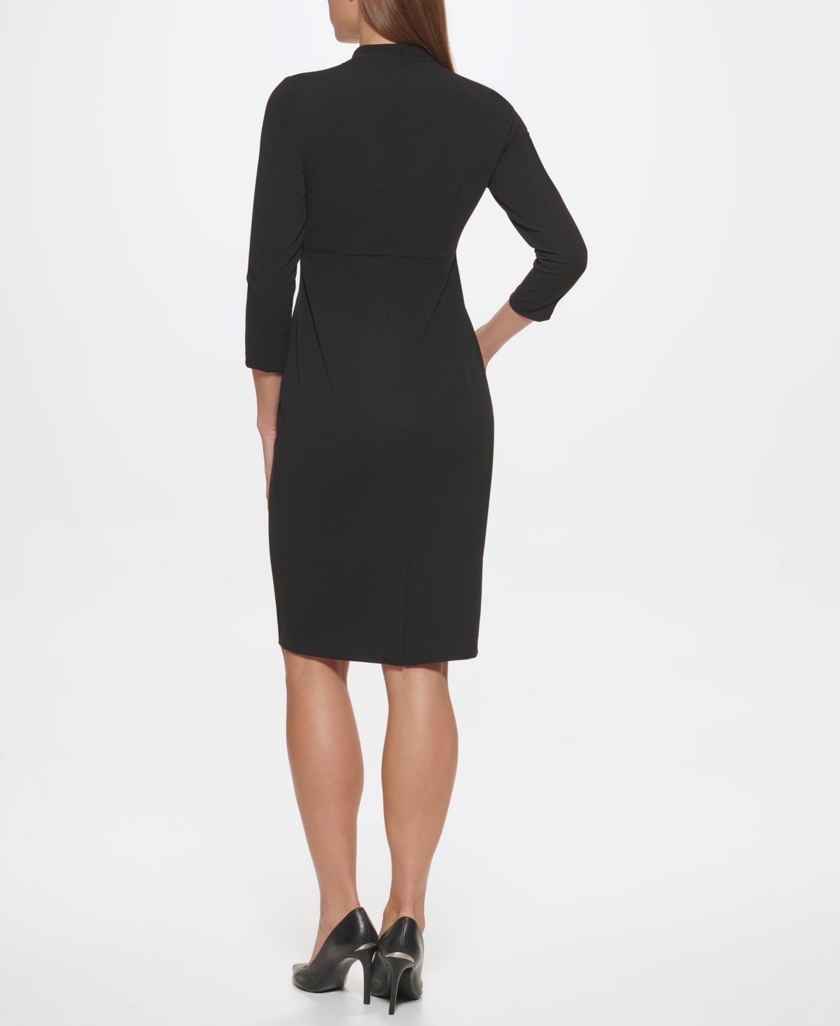 Calvin Klein Petites Womens V Neck N Bodycon Dress In Black