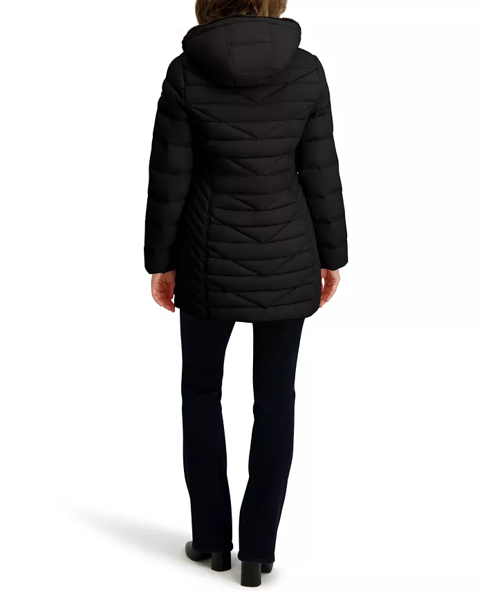 Women's Faux-Fur-Lined Hooded Puffer Coat - thumbnail 9