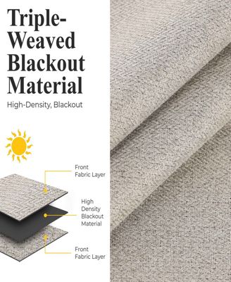 Nyan 100% Blackout Machine Washable Curtains, Set of 2 Panels, 52 X 108