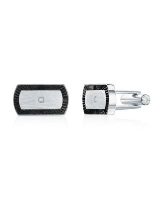 Stainless Steel, D-C Outline, Single CZ Cuff Links