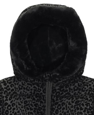 Baby Girls Flocked Longline Puffer Jacket